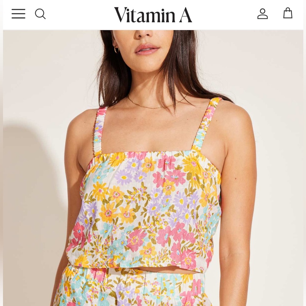 Vitamin A Tallows blousy linen crop top